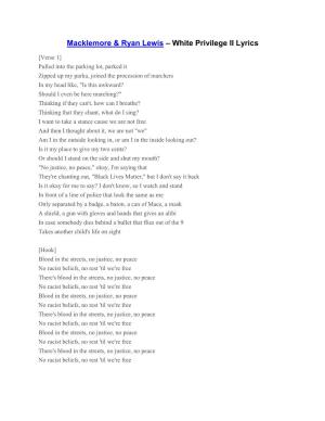 Macklemore & Ryan Lewis – White Privilege II Lyrics