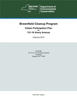 Brownfield Cleanup Program Citizen Participation Plan for 131-10 Avery Avenue