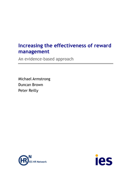 Increasing the Effectiveness of Reward Management an Evidence-Based Approach