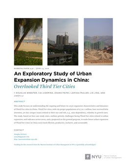 An Exploratory Study of Urban Expansion Dynamics in China: Overlooked Third Tier Cities