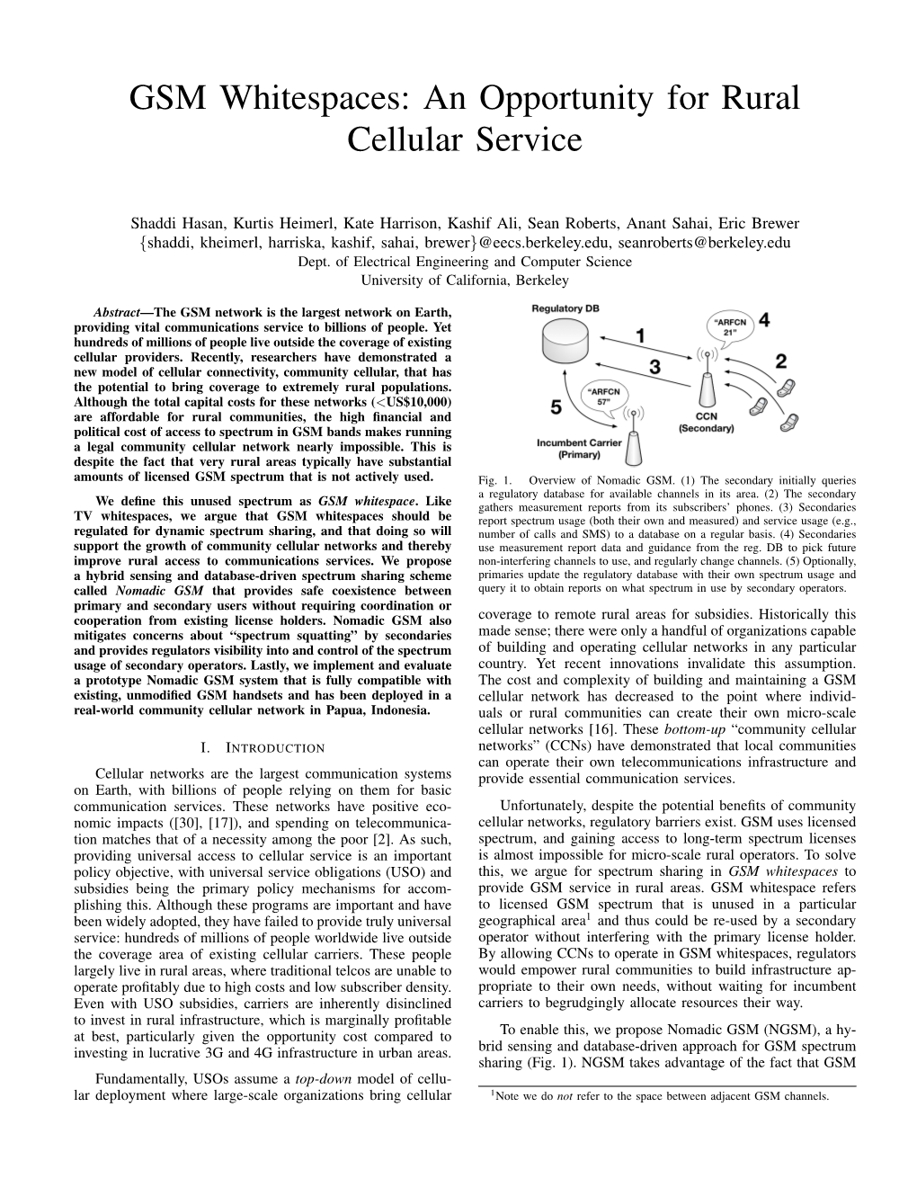 GSM Whitespaces: an Opportunity for Rural Cellular Service