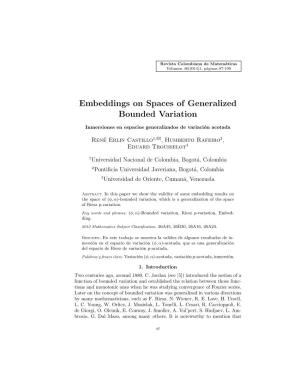 Embeddings on Spaces of Generalized Bounded Variation
