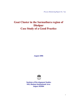 Goat Cluster in the Sarmathura Region of Dholpur Case Study of a Good Practice