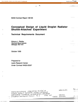 Conceptual Design of Liquid Droplet Radiator Shuttle-Attached Experiment