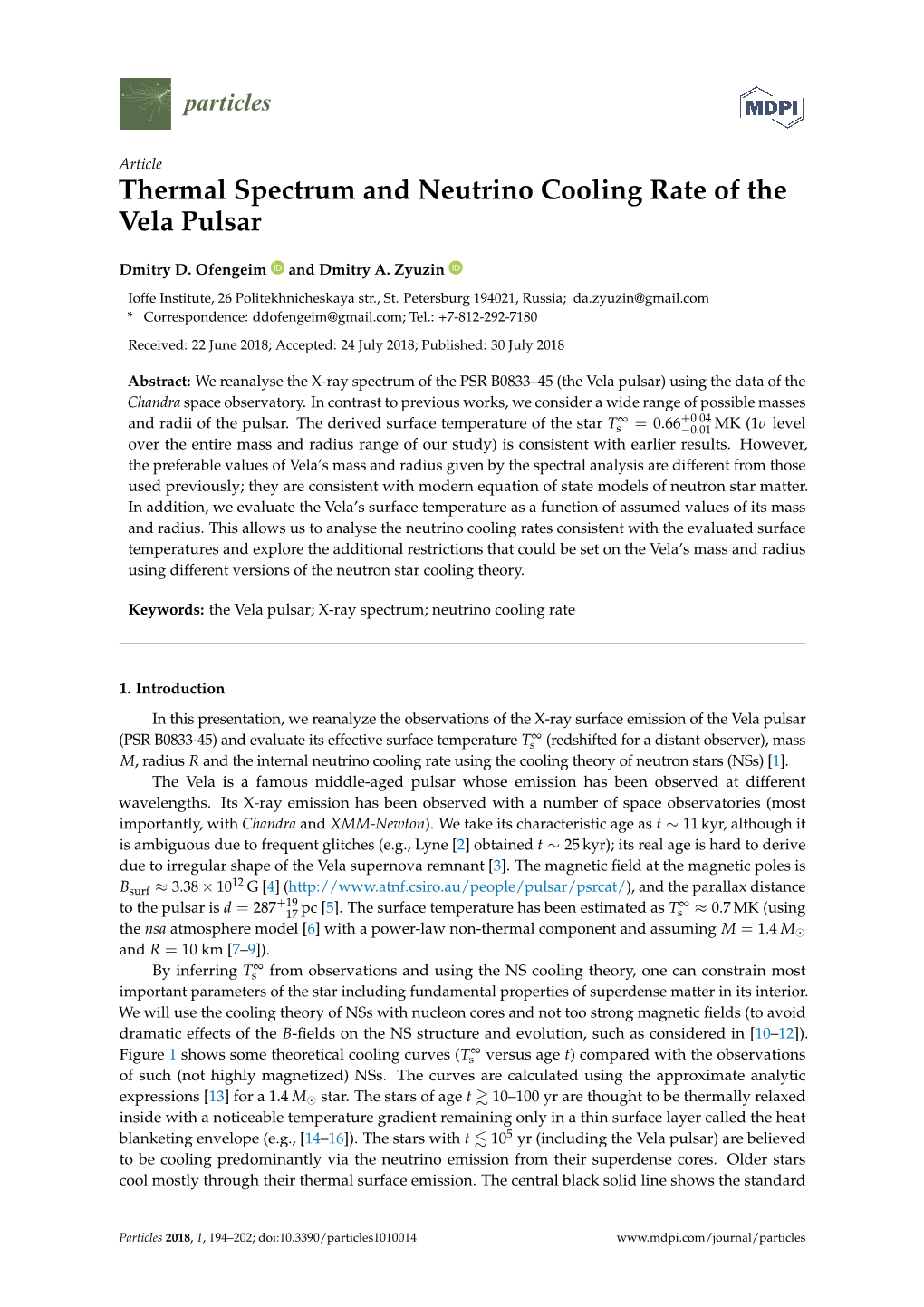 Thermal Spectrum and Neutrino Cooling Rate of the Vela Pulsar