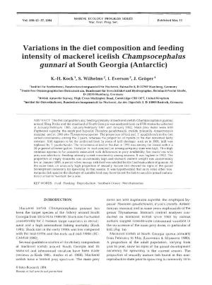 Variations in the Diet Composition and Feeding Intensity of Mackerel Icefish Champsocephalus Gunnariat South Georgia (Antarctic)