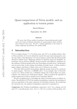 Quasi-Compactness of Néron Models, and an Application to Torsion Points