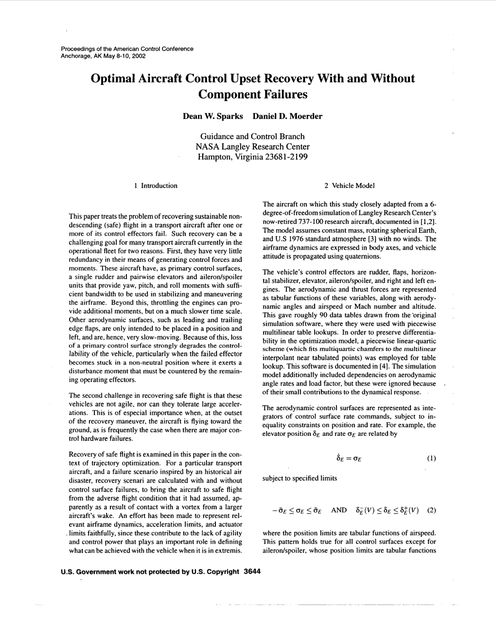 Optimal Aircraft Control Upset Recovery with and Without Component Failures