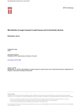 Microfluidics of Sugar Transport in Plant Leaves and in Biomimetic Devices