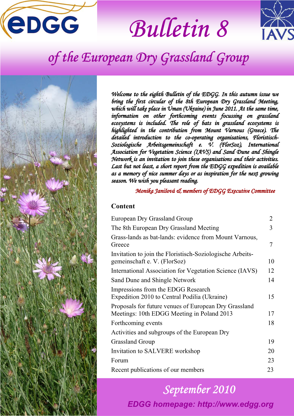 Bulletin 8 of the European Dry Grassland Group