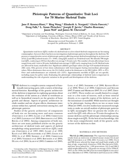 Pleiotropic Patterns of Quantitative Trait Loci for 70 Murine Skeletal Traits