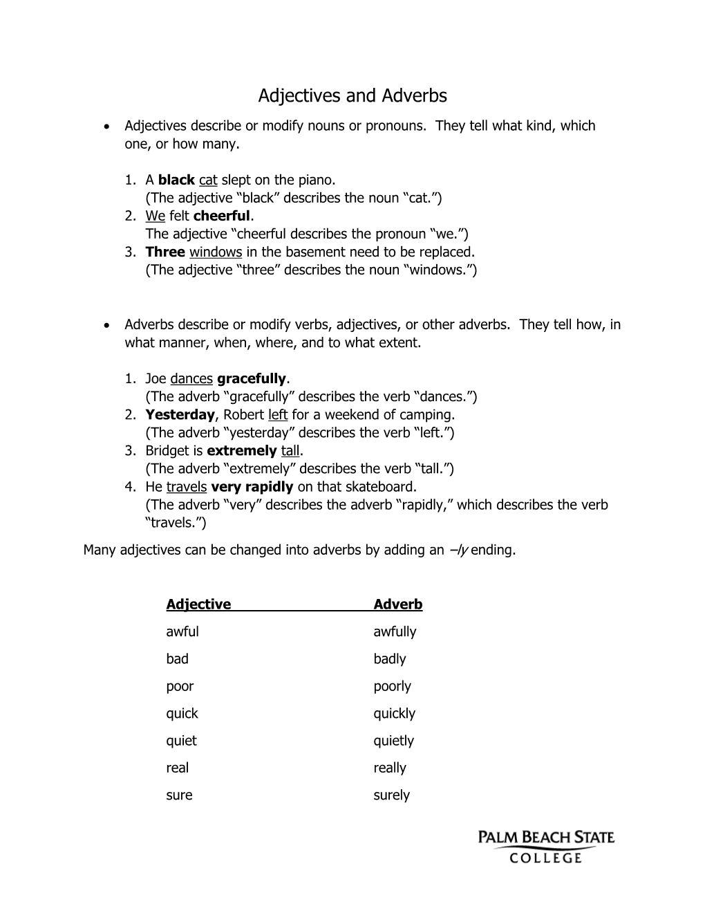 Adjectives and Adverbs