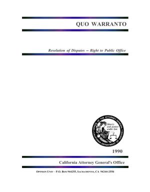 Quo Warranto Guidelines