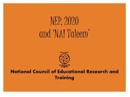 NEP, 2020 and 'NAI Taleem'