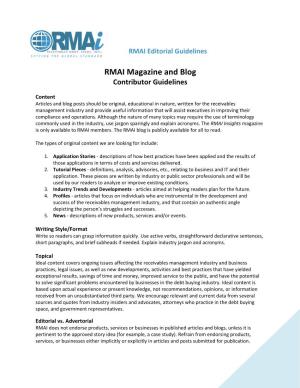RMAI Magazine and Blog Contributor Guidelines