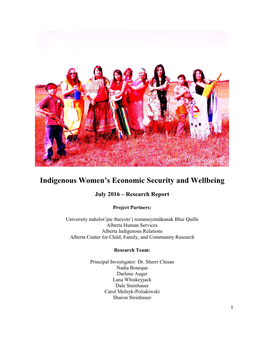 Indigenous Women's Economic Security and Wellbeing
