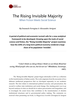 The Rising Invisible Majority When Fiction Meets Social Science