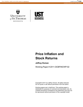 Price Inflation and Stock Returns