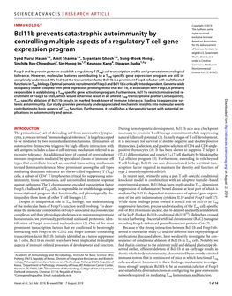 Bcl11b Prevents Catastrophic Autoimmunity by Controlling Multiple Aspects of a Regulatory Communication and T Cell Fate