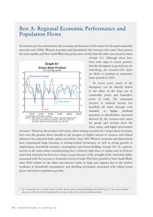 Box A: Regional Economic Performance and Population Flows