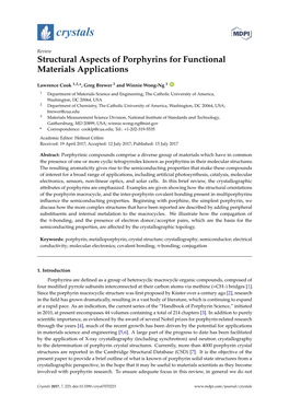 Structural Aspects of Porphyrins for Functional Materials Applications