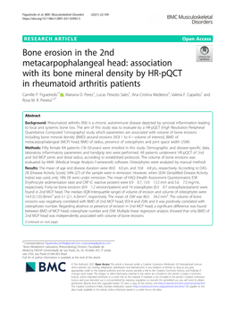 Association with Its Bone Mineral Density by HR-Pqct in Rheumatoid Arthritis Patients Camille P
