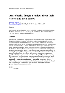 Anti-Obesity Drugs: a Review About Their Effects and Their Safety