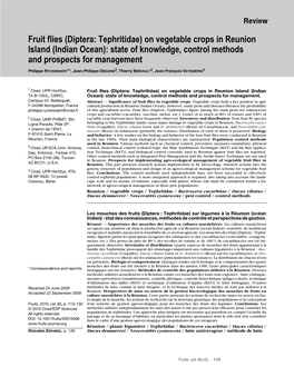 Fruit Flies (Diptera: Tephritidae) on Vegetable Crops in Reunion Island (Indian Ocean): State of Knowledge, Control Methods and Prospects for Management