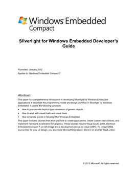 Silverlight for Windows Embedded Developer's Guide 4