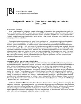 African Asylum Seekers and Migrants in Israel June 13, 2012