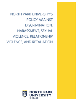 North Park University's Policy Against Discrimination, Harassment, Sexual