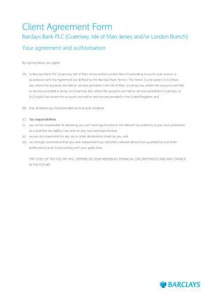PLC (Jersey, Guernsey and Isle of Man) Client Agreement Form