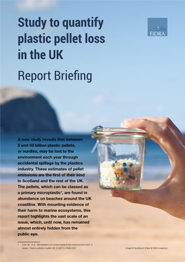 Study to Quantify Plastic Pellet Loss in the UK Report Briefing