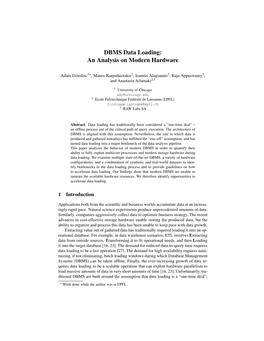 DBMS Data Loading: an Analysis on Modern Hardware