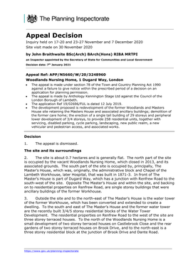 Appeal Decision Inquiry Held on 17-20 and 23-27 November and 7 December 2020 Site Visit Made on 30 November 2020