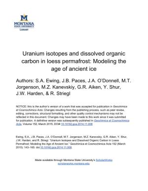 Uranium Isotopes and Dissolved Organic Carbon in Loess Permafrost: Modeling the Age of Ancient Ice