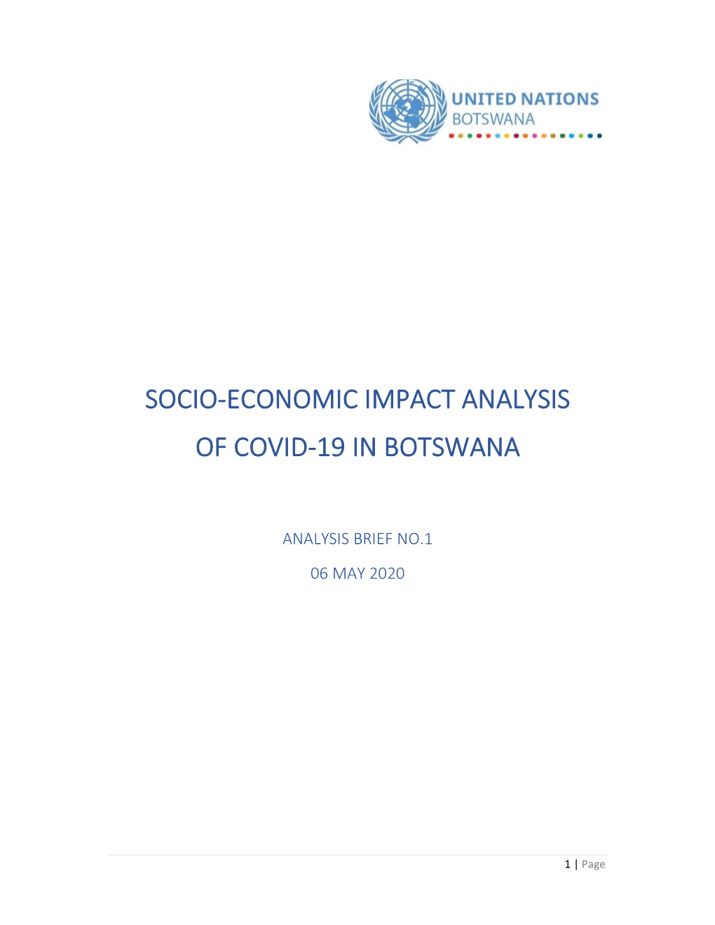 Botswana Socio-Economic Analysis of the Impact of COVID-19 Brief 1