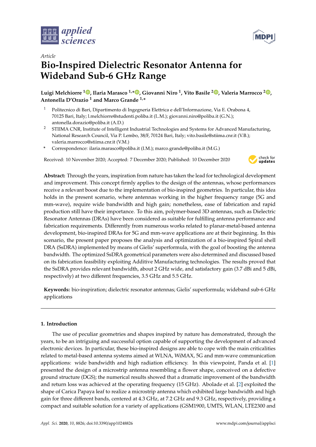 Bio-Inspired Dielectric Resonator Antenna for Wideband Sub-6 Ghz Range