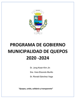 Programa De Gobierno Municipalidad De Quepos 2020 -2024