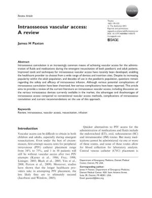 Intraosseous Vascular Access: a Review