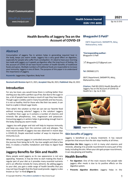 Health Benefits of Jaggery Tea on the Account of COVID-19