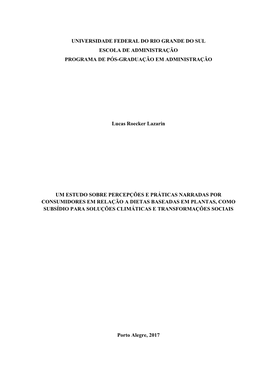 UNIVERSIDADE FEDERAL DO RIO GRANDE DO SUL ESCOLA DE ADMINISTRAÇÃO PROGRAMA DE PÓS-GRADUAÇÃO EM ADMINISTRAÇÃO Lucas Roecke