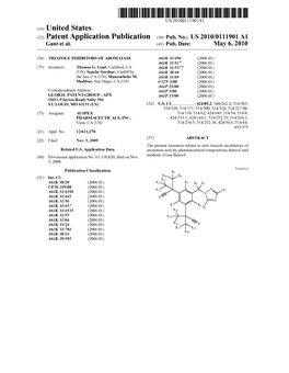 (12) Patent Application Publication (10) Pub. No.: US 2010/011 1901 A1 Gant Et Al