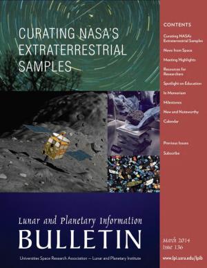 ISSUE 136, MARCH 2014 2 Curating NASA’S Extraterrestrial Samples Continued
