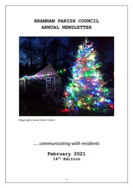 BRAMHAM PARISH COUNCIL ANNUAL NEWSLETTER …. Communicating with Residents February 2021