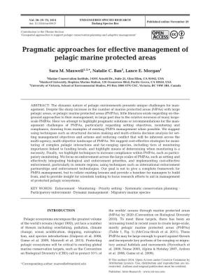Pragmatic Approaches for Effective Management of Pelagic Marine Protected Areas