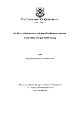 Antibiotic Utilisation Amongst Australian Chinese Migrants