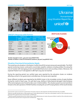 UKRAINE SITUATION REPORT April 2019
