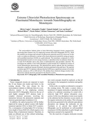 Extreme Ultraviolet Photoelectron Spectroscopy on Fluorinated Monolayers: Towards Nanolithography on Monolayers