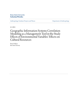 Geographic Information Systems Correlation Modeling As A